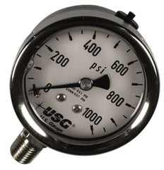 Pressure Gauge: 2-1/2″ Dial, 1/4″ Thread, Lower Mount 1.6% of Scale Accuracy