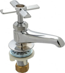 B&K Mueller - Standard, One Handle Design, Chrome, Round Deck Plate Single Mount Faucet - 4 Spoke Handle - Benchmark Tooling