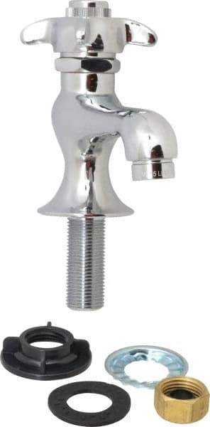 B&K Mueller - Standard, One Handle Design, Chrome, Round Deck Plate Single Mount Faucet - 4 Spoke Handle - Benchmark Tooling