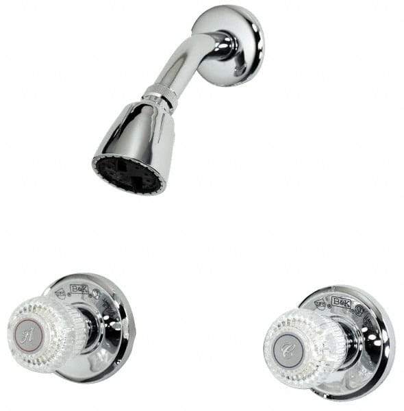 B&K Mueller - Concealed, Two Handle, Chrome Coated, Brass, Valve and Shower Head - Knob Handles, 8 Inch Mounting Centers, Acrylic Handles - Benchmark Tooling