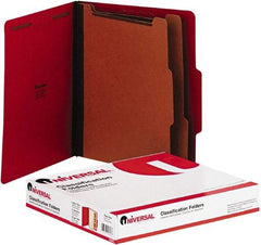 UNIVERSAL - 8-1/2 x 11", Letter Size, Red, Classification Folders with Top Tab Fastener - 2/5 Tab Cut Location - Benchmark Tooling