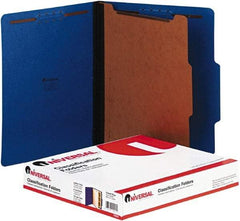 UNIVERSAL - 8-1/2 x 11", Letter Size, Blue, Classification Folders with Top Tab Fastener - 2/5 Tab Cut Location - Benchmark Tooling