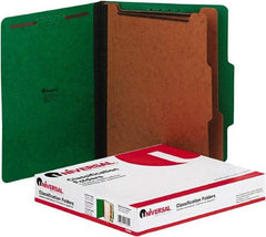 UNIVERSAL - 8-1/2 x 11", Letter Size, Emerald Green, Classification Folders with Top Tab Fastener - 2/5 Tab Cut Location - Benchmark Tooling