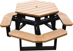 Vestil - 69-1/2" Long x 69-1/2" Wide x 30-1/2" High Stationary Activity/Utility Table without Back Rests - ADA Version - Cedar & Black, Plastic - Benchmark Tooling