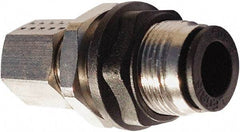 Legris - 6mm Outside Diam, Nickel Plated Brass Push-to-Connect Tube Bulkhead Union - 290 Max psi, Tube to Tube Connection, Nitrile O-Ring - Benchmark Tooling