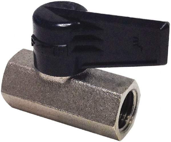 Legris - 1/2" Pipe, Female Port, Nickel Plated Brass Miniature Ball Valve - Inline - One Way Flow, FBSPP x FBSPP Ends, Wedge Handle, 174 WOG - Benchmark Tooling