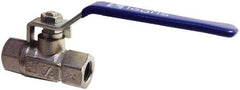 Legris - 1" Pipe, Female Port, Nickel Plated Brass Standard Ball Valve - Inline - One Way Flow, FBSPP x FBSPP Ends, Lever Handle, 435 WOG - Benchmark Tooling