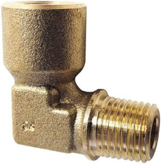 Legris - 3/8 Male Thread x 3/8 Female Thread, Brass Industrial Pipe 90° Street Elbow - MBSPT x FBSPP, 3,626 psi - Benchmark Tooling