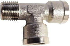 Legris - 1/4 Male Thread x 1/4 Female Thread, Nickel Plated Brass Industrial Pipe Street Tee - MBSPT x FBSPP, 870 psi - Benchmark Tooling