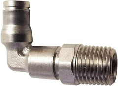 Legris - 4mm Outside Diam, 1/8 BSPT, Nickel Plated Brass Push-to-Connect Tube Extended Male Elbow - 435 Max psi, Tube to Male BSPT Connection, FKM O-Ring - Benchmark Tooling