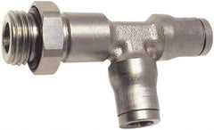 Legris - 10mm Outside Diam, 1/4 BSPP, Nickel Plated Brass Push-to-Connect Tube Male Run Tee - 435 Max psi, Tube to Male BSPP Connection, FKM O-Ring - Benchmark Tooling