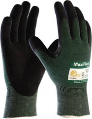 ATG - Size 2XL (11), ANSI Cut Lvl A2, Puncture Lvl 1, Abrasion Lvl 4, Micro-Foam Nitrile Coated Nylon/Spandex Cut & Puncture Resistant Gloves - Palm Coated, Knit Wrist, Green/Black, Paired - Benchmark Tooling