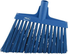 Vikan - 9-1/2" Wide, Blue Synthetic Bristles, Angled Broom - Benchmark Tooling