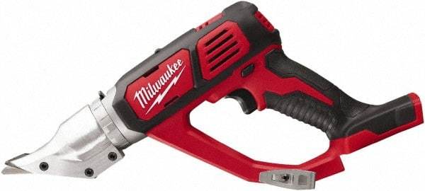 Milwaukee Tool - 3,000 SPM, 18 Volt, Inline Handle, Handheld Cordless Shear - 18 Gauge (Mild Steel) Cutting Capacity - Benchmark Tooling