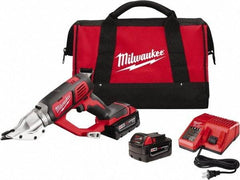 Milwaukee Tool - 3,000 SPM, 18 Volt, Inline Handle, Handheld Cordless Shear - 18 Gauge (Mild Steel) Cutting Capacity - Benchmark Tooling