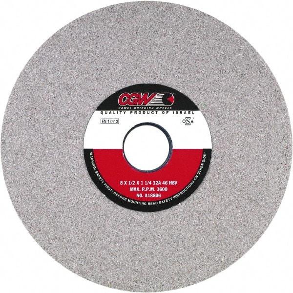 Camel Grinding Wheels - 12" Diam x 3" Hole x 1" Thick, H Hardness, 46 Grit Surface Grinding Wheel - Aluminum Oxide, Type 1, Medium Grade, Vitrified Bond, No Recess - Benchmark Tooling