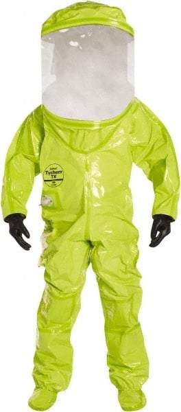 Dupont - Size 2XL, High Visibility Lime, Chemical, Disposable Encapsulated Suit - Attached Hood, Elastic Ankle, Elastic Wrist - Benchmark Tooling