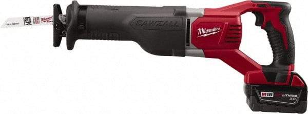 Milwaukee Tool - 18V, 0 to 3,000 SPM, Cordless Reciprocating Saw - 1-1/8" Stroke Length, 19" Saw Length, 1 Lithium-Ion Battery Included - Benchmark Tooling