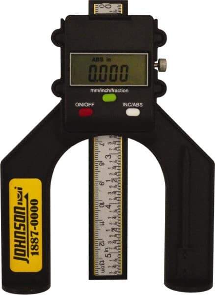 Johnson Level & Tool - 0" to 80mm Electronic Depth Gage - 0.004" Accuracy, 0.05mm Resolution, 5" Base Length - Benchmark Tooling