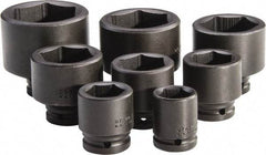 Proto - 8 Piece 3/4" Drive Standard Deep Impact Socket Set - 6 Points, 1-1/16 to 2-3/8", Inch Measurement Standard - Benchmark Tooling