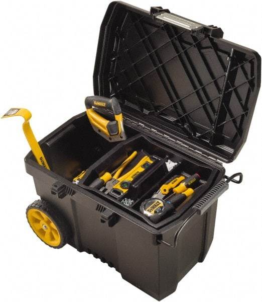 DeWALT - 1 Compartment 1 Tray Mobile Tool Chest - 15-39/64" Wide x 24-51/64" Deep x 16-1/2" High, Polypropylene, Black - Benchmark Tooling