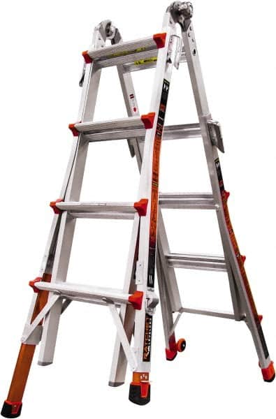 Little Giant Ladder - 14 Steps, 15' High, Type IA Rating, Aluminum Multi-Use Ladder - 300 Lb Load Capacity, 23" Base Width - Benchmark Tooling
