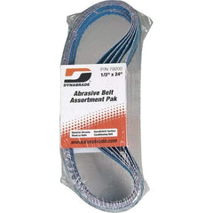 Dynabrade - 1/2" Wide x 24" OAL, 60 & 80 Grit, Zirconia Alumina Abrasive Belt - Zirconia Alumina, Coated & Nonwoven, X Weighted Cloth Backing, Wet/Dry - Benchmark Tooling