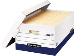 BANKERS BOX - 1 Compartment, 16" Wide x 10-3/8" High x 7-21/64" Deep, Storage Box - Corrugated Cardboard, White/Blue - Benchmark Tooling