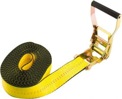 Erickson Manufacturing - 25' Long x 2" Wide, 10,000 Lb Basket Capacity, Polyester & Steel Web Sling - Yellow - Benchmark Tooling