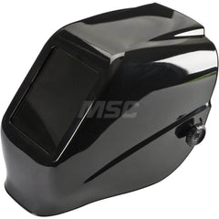 Welding Helmet: Black, Thermoplastic, Shade 10 Black, Thermoplastic, 4-1/2″ Window Width x 5-1/4″ Window Height, 0.06″ Window Thickness, Fixed Front, Green Lens