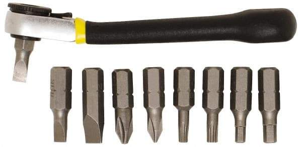 General - 9 Piece, Screwdriver Mini-Ratchet Bit Kit - #1 & #2 Phillips - Benchmark Tooling