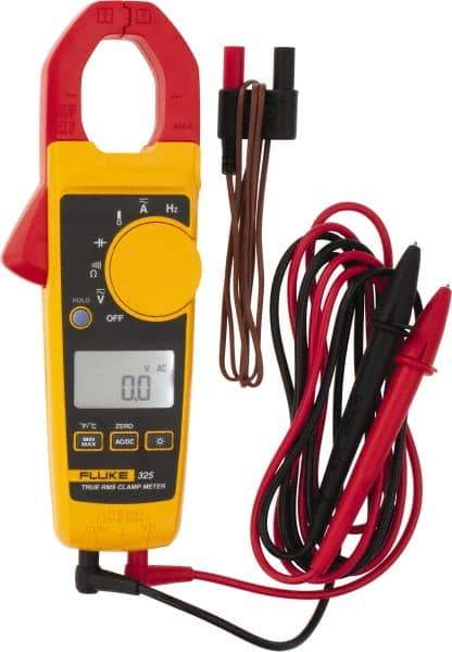 Fluke - 325, CAT IV, CAT III, Digital True RMS Clamp Meter with 1.18" Clamp On Jaws - 600 VAC/VDC, 400 AC/DC Amps, Measures Voltage, Capacitance, Continuity, Frequency, Resistance, Temperature - Benchmark Tooling