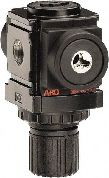 ARO/Ingersoll-Rand - 1/8 NPT Port, 45 CFM, Aluminum Miniature Regulator - 0 to 140 psi Range, 250 Max psi Supply Pressure, 1/8" Gauge Port Thread, 2.913" Wide x 3-9/16" High - Benchmark Tooling