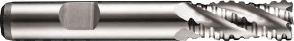DORMER - 8mm Diam, Coarse Pitch, 19mm LOC, 4 Flute Cobalt Roughing Square End Mill - Uncoated, 69mm OAL, 10mm Shank Diam, Single End, 30° Helix - Benchmark Tooling