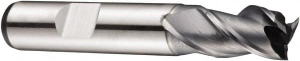 DORMER - 11mm Diam, 13mm LOC, 3 Flute Powdered Metal Keyway End Mill - Spiral Flute, AlCrN Finish, 12mm Shank Diam, 70mm OAL, 40° Helix, Centercutting - Benchmark Tooling