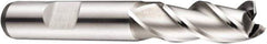 DORMER - 10mm, 22mm LOC, 10mm Shank Diam, 72mm OAL, 3 Flute, Powdered Metal Square End Mill - Single End, Bright Finish, Spiral Flute, 40° Helix, Centercutting, Right Hand Cut, Right Hand Flute, Series C336 - Benchmark Tooling