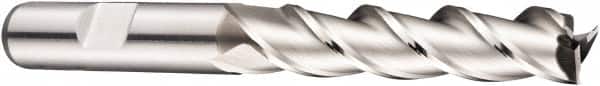 DORMER - 3 Flute Powdered Metal Roughing & Finishing Square End Mill - Uncoated, Weldon Shank, 40° Helix, Centercutting, Extra Long Length - Benchmark Tooling