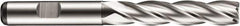 DORMER - 1" Diam, 5 Flute Powdered Metal Roughing & Finishing Square End Mill - Uncoated, Weldon Shank, 30° Helix, Centercutting, Extra Long Length - Benchmark Tooling