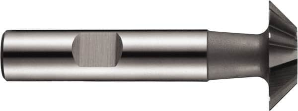 DORMER - 12mm Diam x 5mm Width of Cut, 60° Included Angle, Cobalt Dovetail Cutter - Weldon Flat, Uncoated - Benchmark Tooling