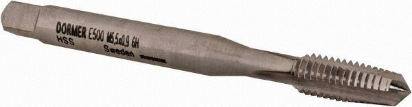 DORMER - M5.5x0.90 Metric Coarse 6H 3 Flute Bright Finish High Speed Steel Straight Flute Machine Tap - Taper, Right Hand Thread, 62mm OAL, 12mm Thread Length, Oversize - Exact Industrial Supply