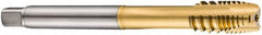 DORMER - M12x1.75 Metric Coarse, 3 Flute, TiN Finish, Cobalt Spiral Point Tap - Plug Chamfer, Right Hand Thread, 110mm OAL, 23mm Thread Length, 9mm Shank Diam, 6H Class of Fit, Series E423 - Exact Industrial Supply