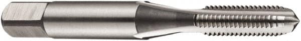 DORMER - M5x0.80 Metric Coarse 6H 3 Flute Bright Finish High Speed Steel Straight Flute Standard Hand Tap - Bottoming, Left Hand Thread, 50mm OAL, 14mm Thread Length, Oversize - Exact Industrial Supply