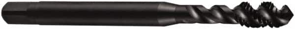 DORMER - #8-32 UNC 3 Flute 2B Bottoming Spiral Flute Tap - Cobalt, Oxide Finish, 53mm OAL, Right Hand Flute, Right Hand Thread, Series E023 - Exact Industrial Supply