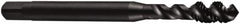 DORMER - #8-32 UNC 3 Flute 2B Bottoming Spiral Flute Tap - Cobalt, Oxide Finish, 53mm OAL, Right Hand Flute, Right Hand Thread, Series E023 - Exact Industrial Supply