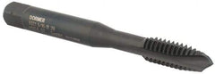 DORMER - 5/16-18 UNC, 3 Flute, Oxide Finish, Cobalt Spiral Point Tap - Plug Chamfer, Right Hand Thread, 72mm OAL, 16mm Thread Length, 8mm Shank Diam, 2B Class of Fit, Series E021 - Exact Industrial Supply