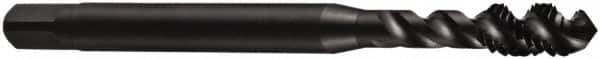 DORMER - M2x0.40 Metric Coarse 3 Flute 6H Bottoming Spiral Flute Tap - Cobalt, Oxide Finish, 41mm OAL, Right Hand Flute, Right Hand Thread, Series E003 - Exact Industrial Supply