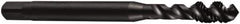 DORMER - M2x0.40 Metric Coarse 3 Flute 6H Bottoming Spiral Flute Tap - Cobalt, Oxide Finish, 41mm OAL, Right Hand Flute, Right Hand Thread, Series E003 - Exact Industrial Supply