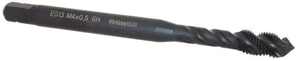 DORMER - M4x0.50 Metric Fine 3 Flute 6H Bottoming Spiral Flute Tap - Cobalt, Oxide Finish, 53mm OAL, Right Hand Flute, Right Hand Thread, Series E013 - Benchmark Tooling