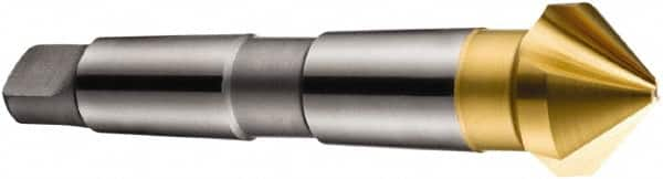 DORMER - 3 Flute 90° High Speed Steel Countersink - TiN Finish, 150mm OAL, Single End, Morse Taper Shank, Right Hand Cut - Benchmark Tooling