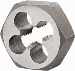 DORMER - M10x1.25 Metric Fine Thread, Right Hand Thread, Hex Rethreading Die - High Speed Steel, 3/8" Thick, Series F312 - Exact Industrial Supply